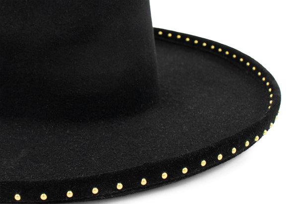 Calleen Cordero Gypsy Hat Black Wool W/ Brass Art