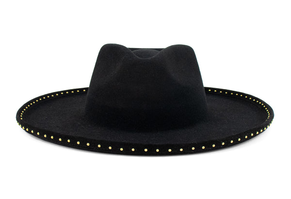 calleen cordero Gypsy Hat Black Wool w/ Brass Art