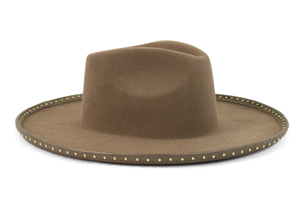 Calleen Cordero Gypsy Hat Tan Wool W/ Brass Art