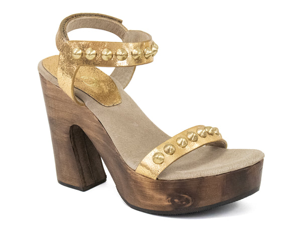 calleen cordero Luna B Heel Gold Met W/ Brass Art