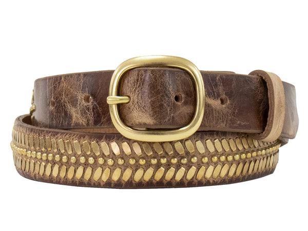 Calleen Cordero Moto 1" Belt Black W/ Nickel Art