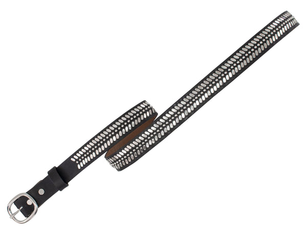 Calleen Cordero Moto 1" Belt Black W/ Nickel Art