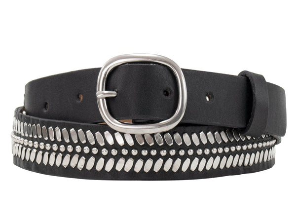 calleen cordero Moto 1" Belt Black w/ Nickel Art