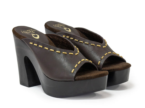 Calleen Cordero Nola Heel Brown Aniv W/ Brass Art