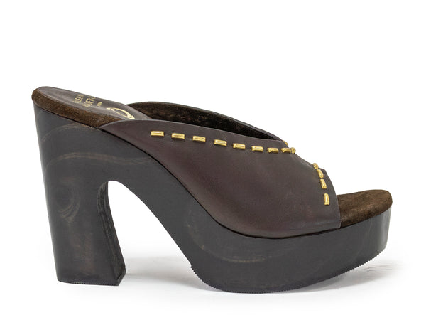 Calleen Cordero Nola Heel Brown Aniv W/ Brass Art