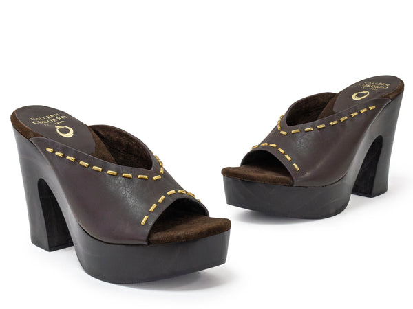 Calleen Cordero Nola Heel Brown Aniv W/ Brass Art