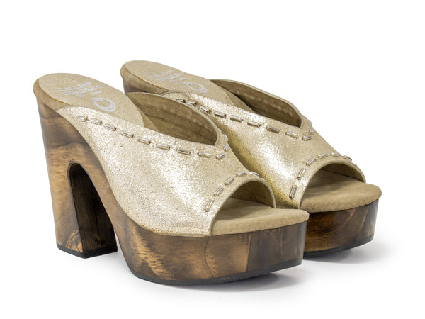 Calleen Cordero Nola Heel Dusty Gold W/ Nickel Art