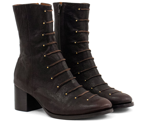 Calleen Cordero Roan Boot Brown Oyster W/ Brass Art