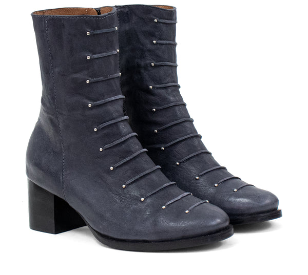 Calleen Cordero Roan Boot Navy Cabra W/ Nickel Art