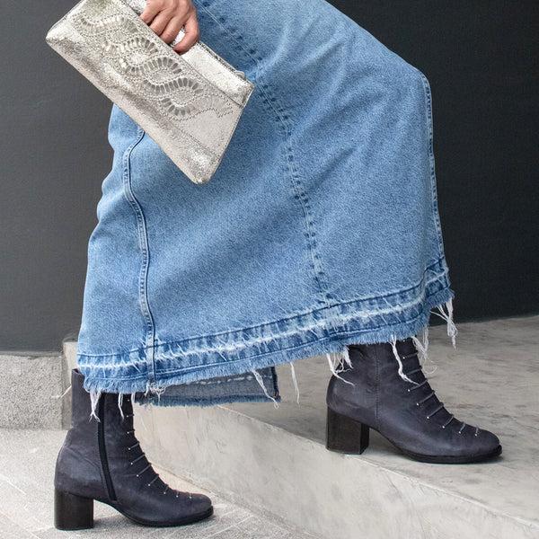 Calleen Cordero Roan Boot Navy Cabra W/ Nickel Art