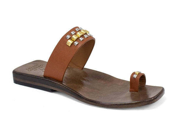 Calleen Cordero Rolex Sandal Black W/ Nickel & Brass