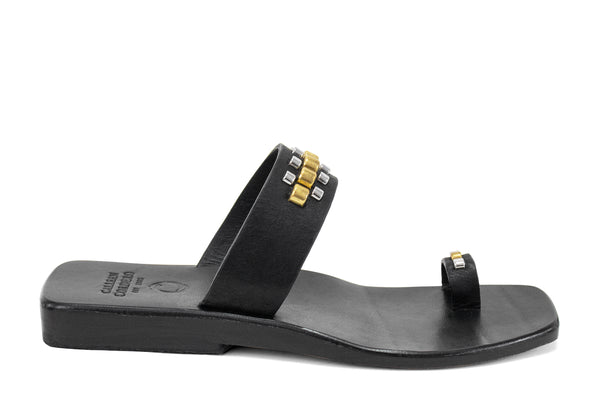 calleen cordero Rolex Sandal Black w/ Nickel & Brass