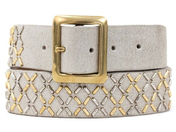 calleen cordero Capri 1.5" Belt Pearl Jasper w/ Brass & Nickel Art