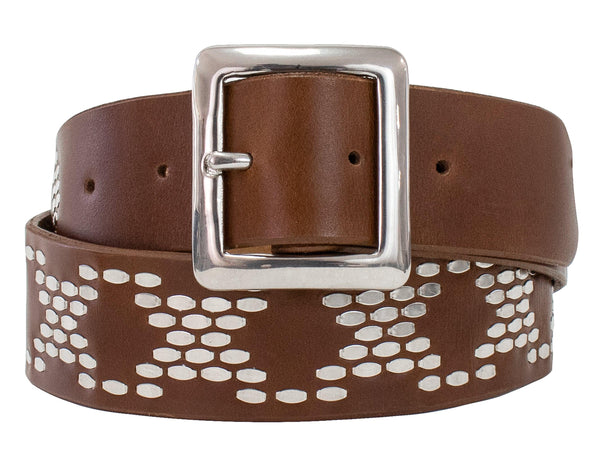 calleen cordero Catu 1.5" belt Aged Rum w/ Nickel Art
