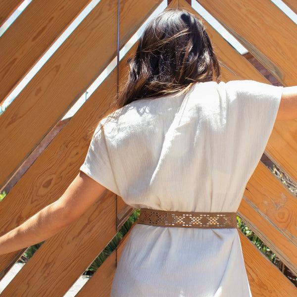 Calleen Cordero Catu 1.5" Belt Woodsmoke Suede W/ Brass & Nickel