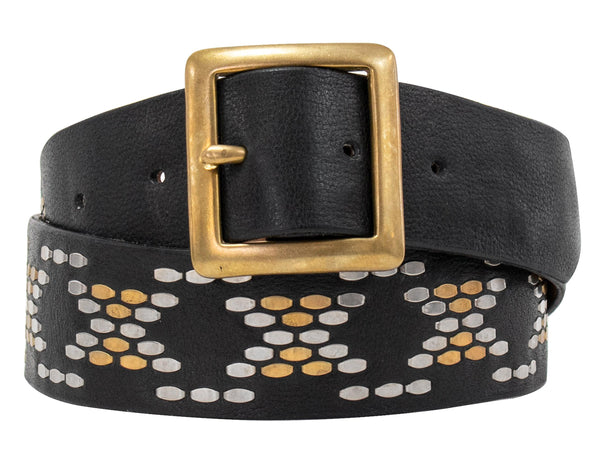Calleen Cordero Catu 1.5" Belt Woodsmoke Suede W/ Brass & Nickel