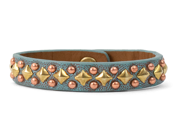 calleen cordero Celso .5" Bracelet Aqua Rust w/ Brass & Copper Art