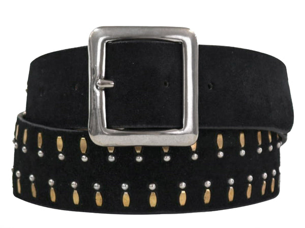 Calleen Cordero Che 1.5" Belt Grey Suede W/ Black Art