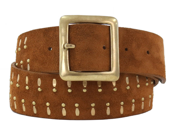 Calleen Cordero Che 1.5" Belt Grey Suede W/ Black Art