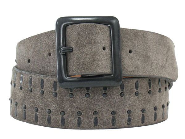 calleen cordero Che 1.5" Belt Grey Suede w/ Black Art