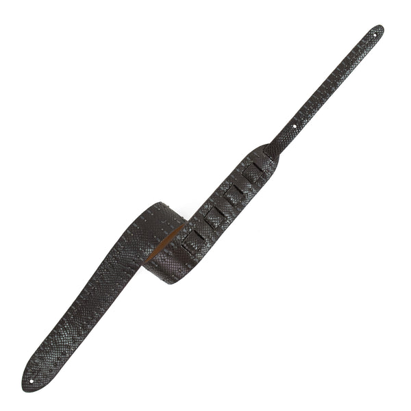 Calleen Cordero Ché Guitar Strap Dark Brown Lizard W/ Black Art