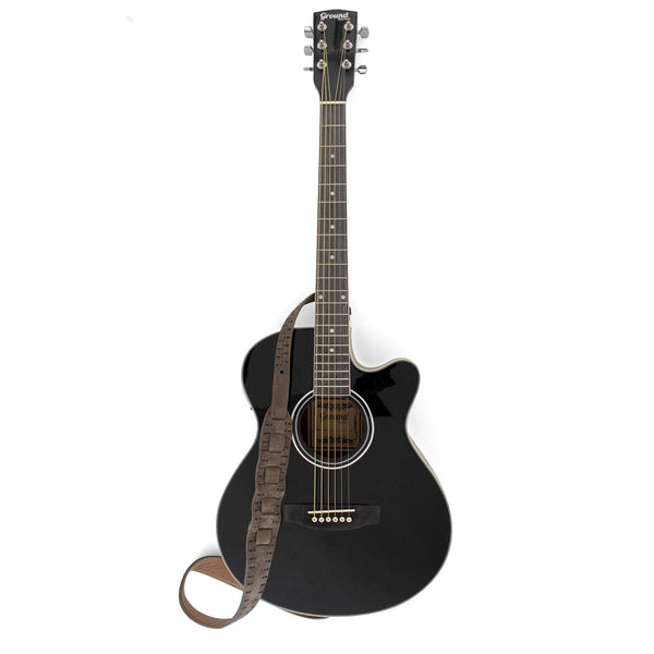 Calleen Cordero Ché Guitar Strap Grey Suede W/ Black Art