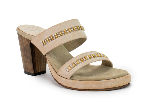 calleen cordero Cherie Heel Butter Leather w/ Brass & Nickel Art