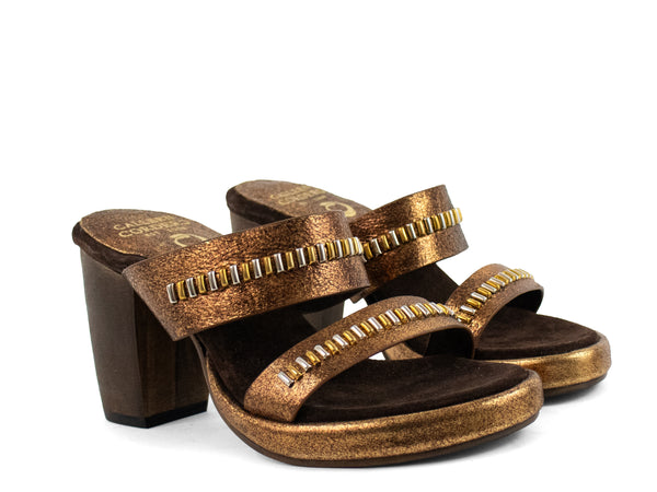 Calleen Cordero Cherie Heel Otago Tobacco W/ Brass & Nickel Art