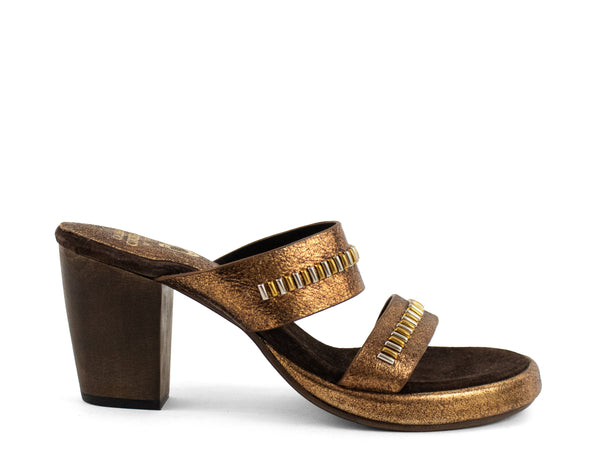 Calleen Cordero Cherie Heel Otago Tobacco W/ Brass & Nickel Art