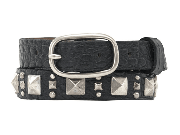 Calleen Cordero Chia .75" Belt White Embossed Croc W/ Brass Art