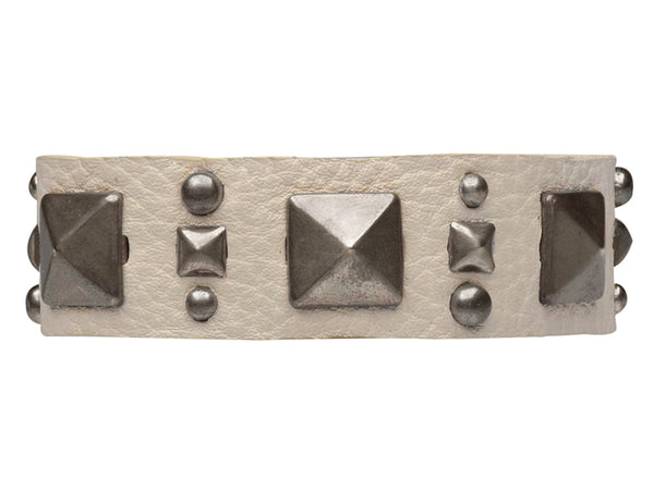 calleen cordero Chia .75" Bracelet White Pebble w/ Nickel Art