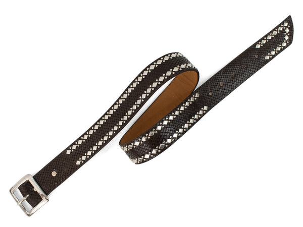 Calleen Cordero Chief 1.5" Belt Linen Lizard W/ Nickel Art
