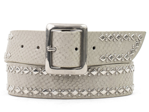 calleen cordero Chief 1.5" Belt Linen Lizard w/ Nickel Art
