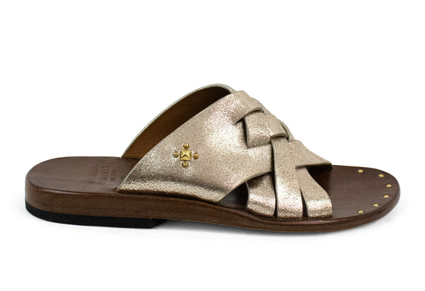 Calleen Cordero Chimi Sandal Dusty Gold W/ Brass Art