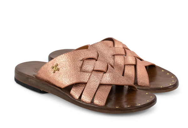 Calleen Cordero Chimi Sandal Dusty Rose Gold W/ Copper Art