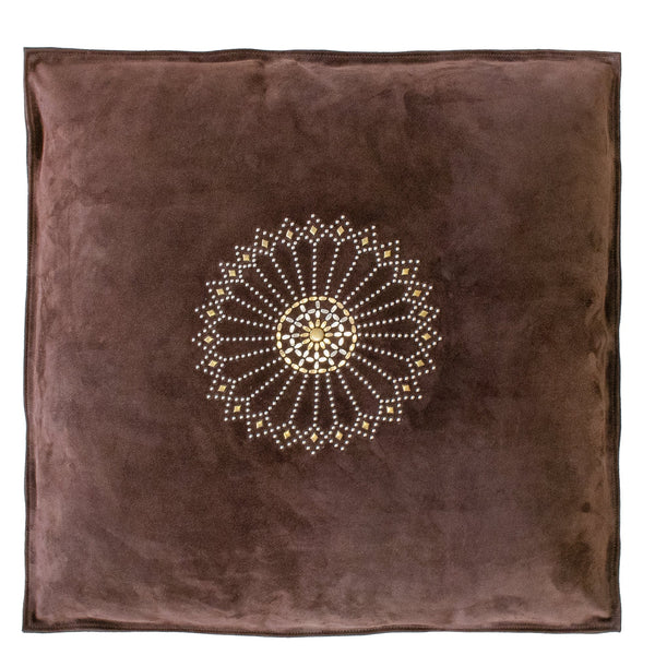 Calleen Cordero Cielo 25" X 25" Pillow Case Cielo Art - Chocolate Suede W/ Brass & Nickel
