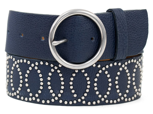 Calleen Cordero Circe Luna 1.75" Belt Black Nappa W/ Brass Art