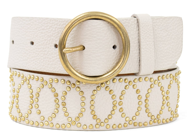 Calleen Cordero Circe Luna 1.75" Belt Black Nappa W/ Brass Art