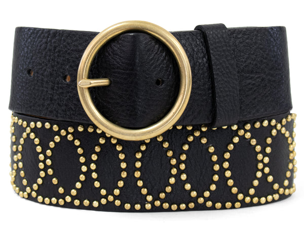calleen cordero Circe Luna 1.75" Belt Black Nappa w/ Brass Art