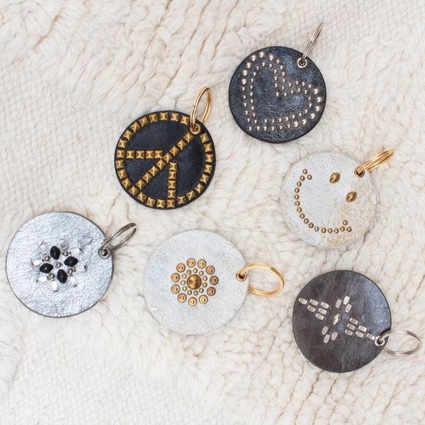 Calleen Cordero Circle Keychain White El Paso W/ Brass Art