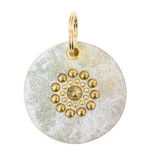 calleen cordero Circle Keychain White El Paso w/ Brass Art