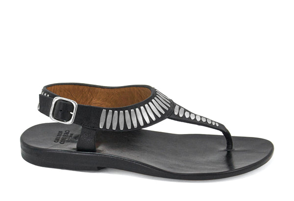 Calleen Cordero Cleo Sandal Black Aniv W/ Nickel Art