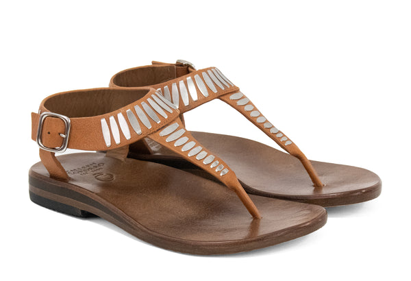 Calleen Cordero Cleo Sandal Natural Vacca W/ Nickel Art