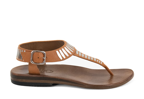 Calleen Cordero Cleo Sandal Natural Vacca W/ Nickel Art