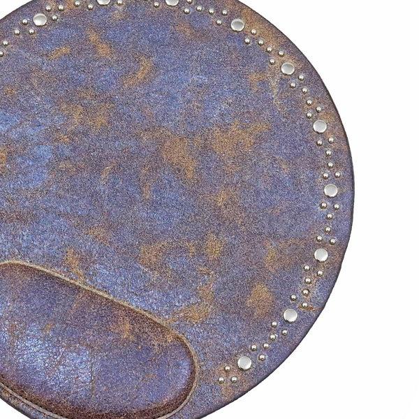 Calleen Cordero Cloe Round Mouse Pad Blue Pearl Cracked W/ Nickel Art