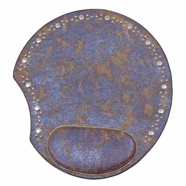 calleen cordero Cloe Round Mouse Pad Blue Pearl Cracked w/ Nickel Art