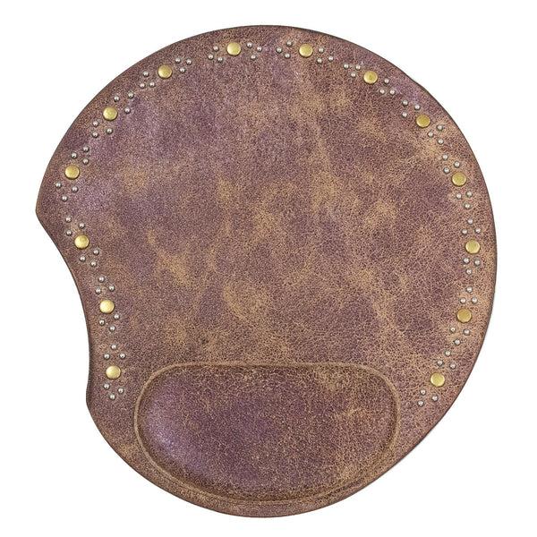 calleen cordero Cloe Round Mouse Pad Copper Pearl Cracked w/ Brass & Nickel