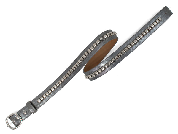 Calleen Cordero Cobra 1" Belt Steel Pearl Cracked W/ Nickel Art