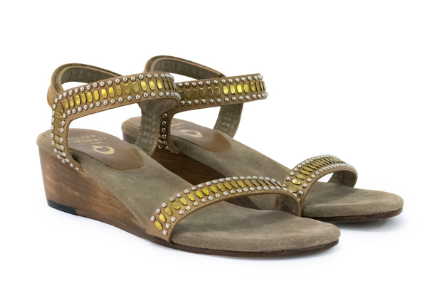 Calleen Cordero Coco Mini Wedge Gold Vision W/ Brass & Nickel Art