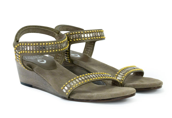 Calleen Cordero Coco Mini Wedge Gold Vision W/ Brass & Nickel Art